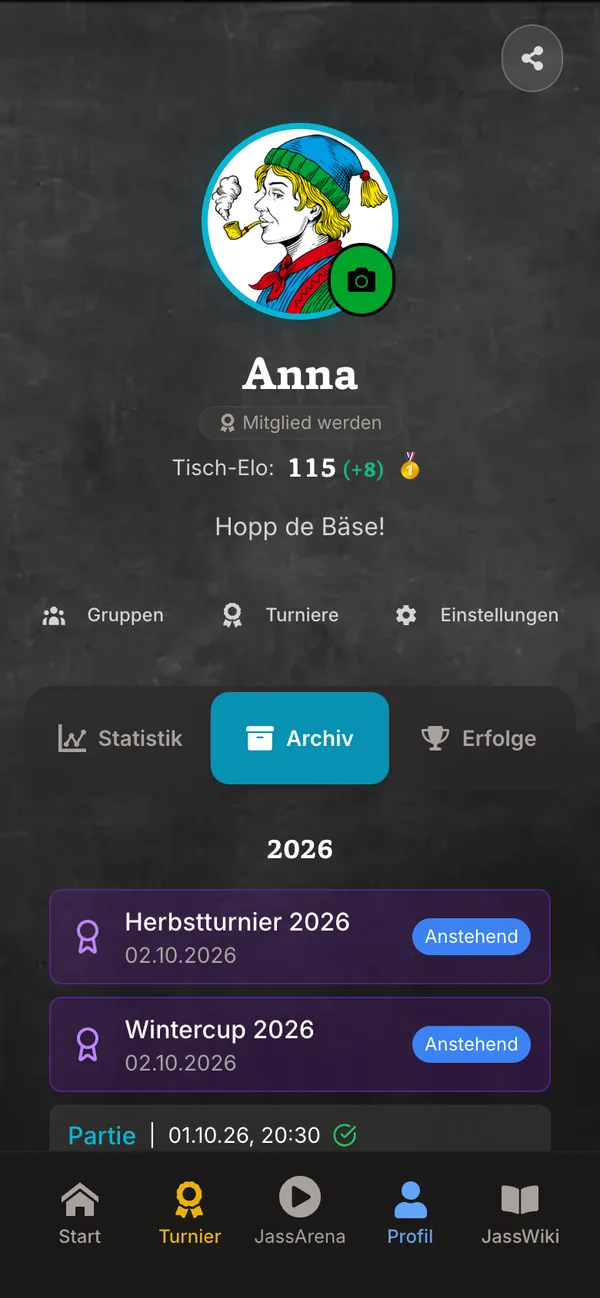 Profil, Reiter «Archiv»